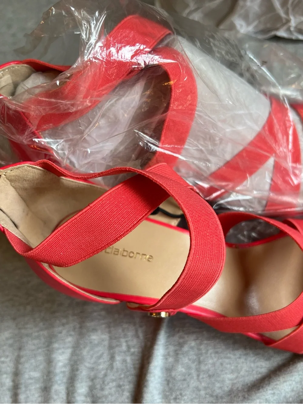 Liz Claiborne Coral Strappy Elastic Wedge Sandals